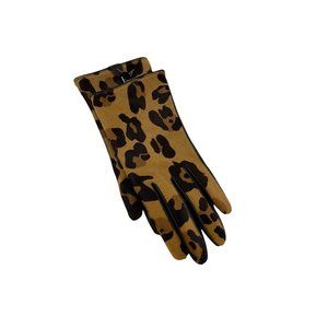 Calfskin Lamb’s Leather Leopard Print Gloves Designer Sample Size Medium